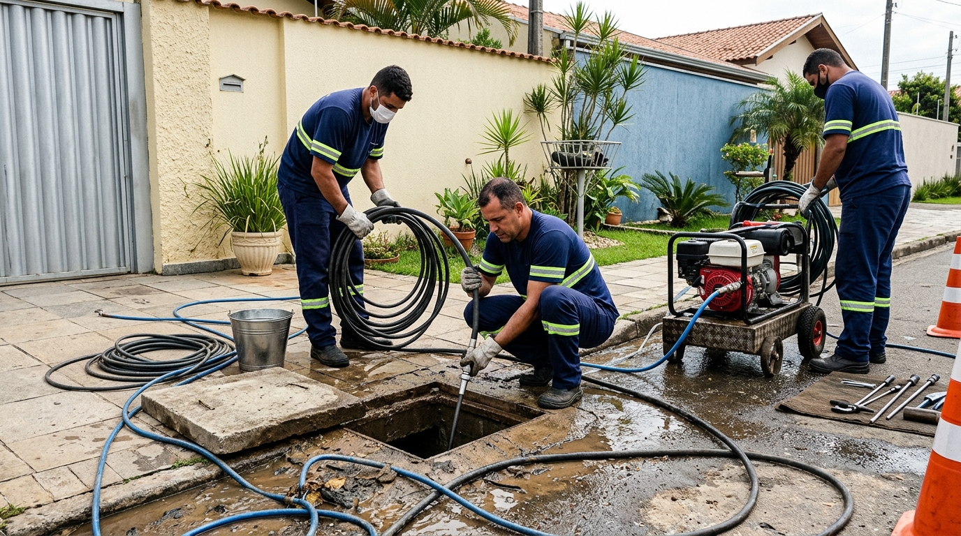 Desentupimento de esgoto residencial em São José do Rio Preto-SP