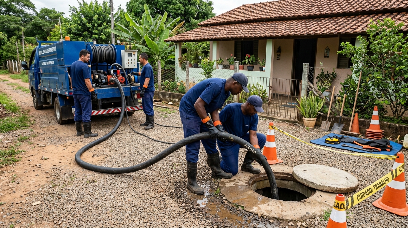 Equipe de desentupimento de fossa em São José do Rio Preto-SP